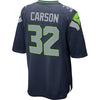Image of Chris Carson Seattle Seahawks Game Jersey - Navy 2018/2019
