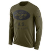 Image of New York Jets Men's Long Sleeve Olive Salute to Service Sideline Legend Performance 2018/2019
