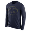 Image of Los Angeles Chargers Men's Long Sleeve Navy Salute to Service Sideline Legend Performance 2018/2019