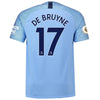 Image of Kevin De Bruyne Manchester City 2018/19 Home Player Jersey – Blue