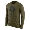 Image of Oakland Raiders Men's Long Sleeve Olive Salute to Service Sideline Legend Performance 2018/2019