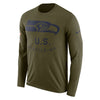 Image of Seattle Seahawks Men's Long Sleeve Olive Salute to Service Sideline Legend Performance 2018/2019
