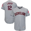 Image of Francisco Lindor Cleveland Indians Majestic Road Authentic Collection Flex Base Player Jersey - Gray
