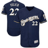 Image of Christian Yelich Milwaukee Brewers Majestic Authentic Collection Flex Base Player Jersey – Navy