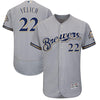 Image of Christian Yelich Milwaukee Brewers Majestic Authentic Collection Flex Base Player Jersey – Gray