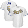 Image of Lorenzo Cain Kansas City Royals Majestic World Series Champions Gold Program Cool Base Player Jersey - White