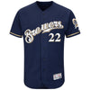 Image of Christian Yelich Milwaukee Brewers Majestic Authentic Collection Flex Base Player Jersey – Navy