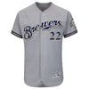 Image of Christian Yelich Milwaukee Brewers Majestic Authentic Collection Flex Base Player Jersey – Gray