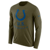 Image of Indianapolis Colts Men's Long Sleeve Olive Salute to Service Sideline Legend Performance 2018/2019