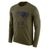 Image of New England Patriots Men's Long Sleeve Olive Salute to Service Sideline Legend Performance 2018/2019