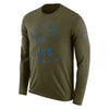 Image of Detroit Lions Men's Long Sleeve Olive Salute to Service Sideline Legend Performance 2018/2019
