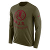 Image of Washington Redskins Men's Long Sleeve Olive Salute to Service Sideline Legend Performance 2018/2019