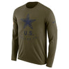 Image of Dallas Cowboys Men's Long Sleeve Olive Salute to Service Sideline Legend Performance 2018/2019