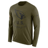 Image of Arizona Cardinals Men's Long Sleeve Olive Salute to Service Sideline Legend Performance 2018/2019