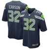 Image of Chris Carson Seattle Seahawks Game Jersey - Navy 2018/2019