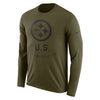 Image of Pittsburgh Steelers Men's Long Sleeve Olive Salute to Service Sideline Legend Performance 2018/2019