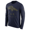 Image of Denver Broncos Men's Long Sleeve Navy Salute to Service Sideline Legend Performance 2018/2019