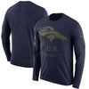 Image of Denver Broncos Men's Long Sleeve Navy Salute to Service Sideline Legend Performance 2018/2019