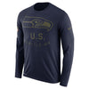 Image of Seattle Seahawks Men's Long Sleeve Navy Salute to Service Sideline Legend Performance 2018/2019