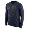 Image of Los Angeles Rams Men's Long Sleeve Navy Salute to Service Sideline Legend Performance 2018/2019