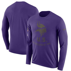Minnesota Vikings Men's Long Sleeve Purple Salute to Service Sideline Legend Performance 2018/2019