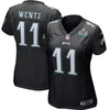 Image of Women's Carson Wentz Black Philadelphia Eagles Super Bowl LII Bound Patch Game Event Jersey 2019