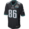 Image of Men's Zach Ertz Black Philadelphia Eagles Super Bowl LII Game Jersey 2019