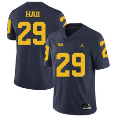 Michigan Leon Hall 29 Navy Jersey 2018 - 2019
