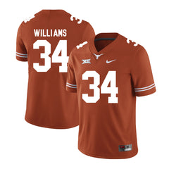 Texas Longhorns WILLIAMS 34 Brunt Orange Jersey 2018 - 2019