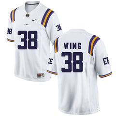 LSU Brad Wing 38 White Jersey 2018 - 2019