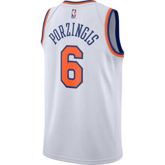 Kristaps Porzingis New York Knicks White Swingman Jersey 2018 - 2019