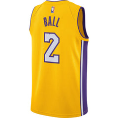 Lonzo Ball Los Angeles Lakers Yellow Swingman Jersey 2018 - 2019