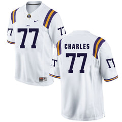 LSU Saahdiq Charles 77 White Jersey 2018 - 2019