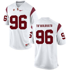 USC Stevie Tu'ikolovatu 96 White Jersey 2018-2019