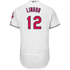 Francisco Lindor Cleveland Indians Majestic Home Flex Base Authentic Collection Player Jersey - White