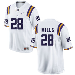 LSU Jalen Mills 28 White Jersey 2018 - 2019