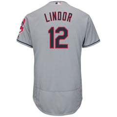 Francisco Lindor Cleveland Indians Majestic Road Authentic Collection Flex Base Player Jersey - Gray