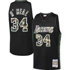 Shaquille O'Neal Los Angeles Lakers Mitchell & Ness Straight Fire Camo Swingman Jersey – Black