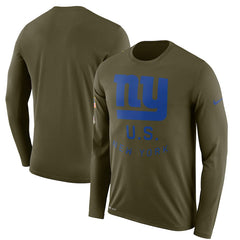 New York Giants Men's Long Sleeve Olive Salute to Service Sideline Legend Performance 2018/2019