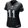 Image of Women's Carson Wentz Black Philadelphia Eagles Super Bowl LII Bound Patch Game Event Jersey 2019