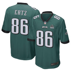 Men's Zach Ertz Midnight Green Philadelphia Eagles Super Bowl LII Champions Patch Game Jersey 2019