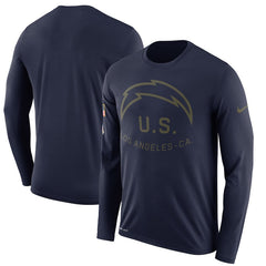 Los Angeles Chargers Men's Long Sleeve Navy Salute to Service Sideline Legend Performance 2018/2019