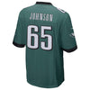 Image of Men's Lane Johnson Midnight Green Philadelphia Eagles Super Bowl LII Champions Patch Game Jersey 2019