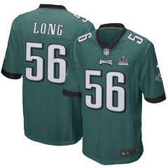 Men's Chris Long Midnight Green Philadelphia Eagles Super Bowl LII Champions Patch Game Jersey 2019