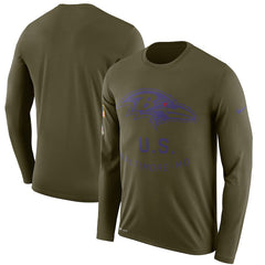 Baltimore Ravens Men's Long Sleeve Olive Salute to Service Sideline Legend Performance 2018/2019