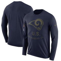 Los Angeles Rams Men's Long Sleeve Navy Salute to Service Sideline Legend Performance 2018/2019