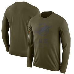 Miami Dolphins Men's Long Sleeve Olive Salute to Service Sideline Legend Performance 2018/2019
