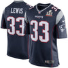 Image of Dion Lewis New England Patriots Navy Super Bowl LI Bound Game Jersey 2019