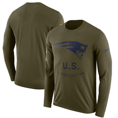 New England Patriots Men's Long Sleeve Olive Salute to Service Sideline Legend Performance 2018/2019