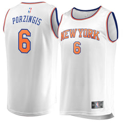 Kristaps Porzingis New York Knicks Branded Fast Break Jersey White - Association Edition